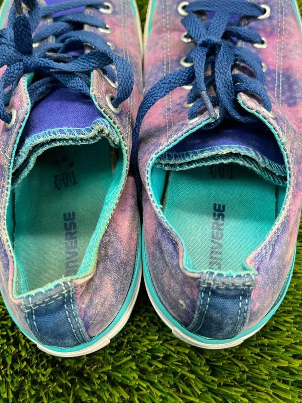 Converse Tie Dye‎ Blue Star Double Tongue Girl Size 6Y Casual Shoes Sneakers